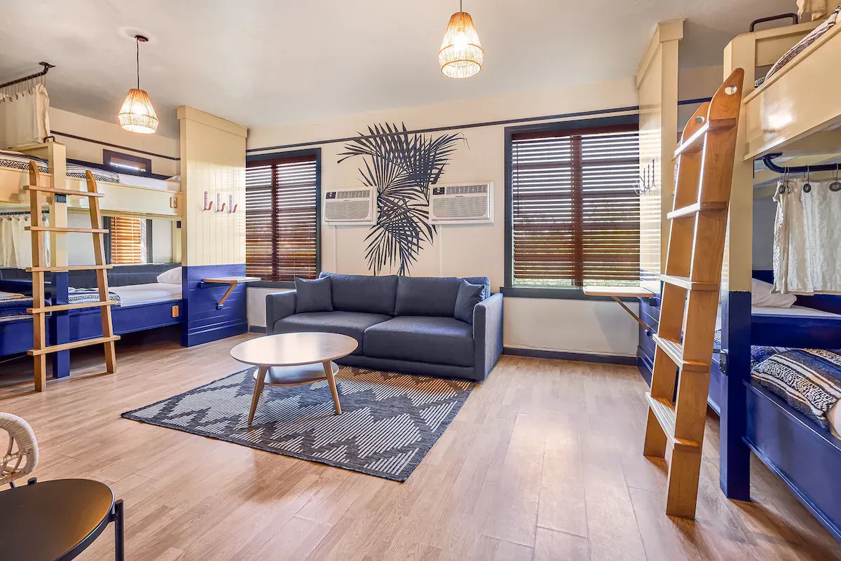 Dorm room with bunk beds at Freehand Miami, the best hostel in Miami Beach, offering budget-friendly stays for social travelers