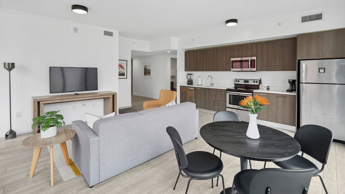 Three-bedroom apartment interior at Sentral Alea Miami, one of the best long-term stay apartment hotels in Miami
