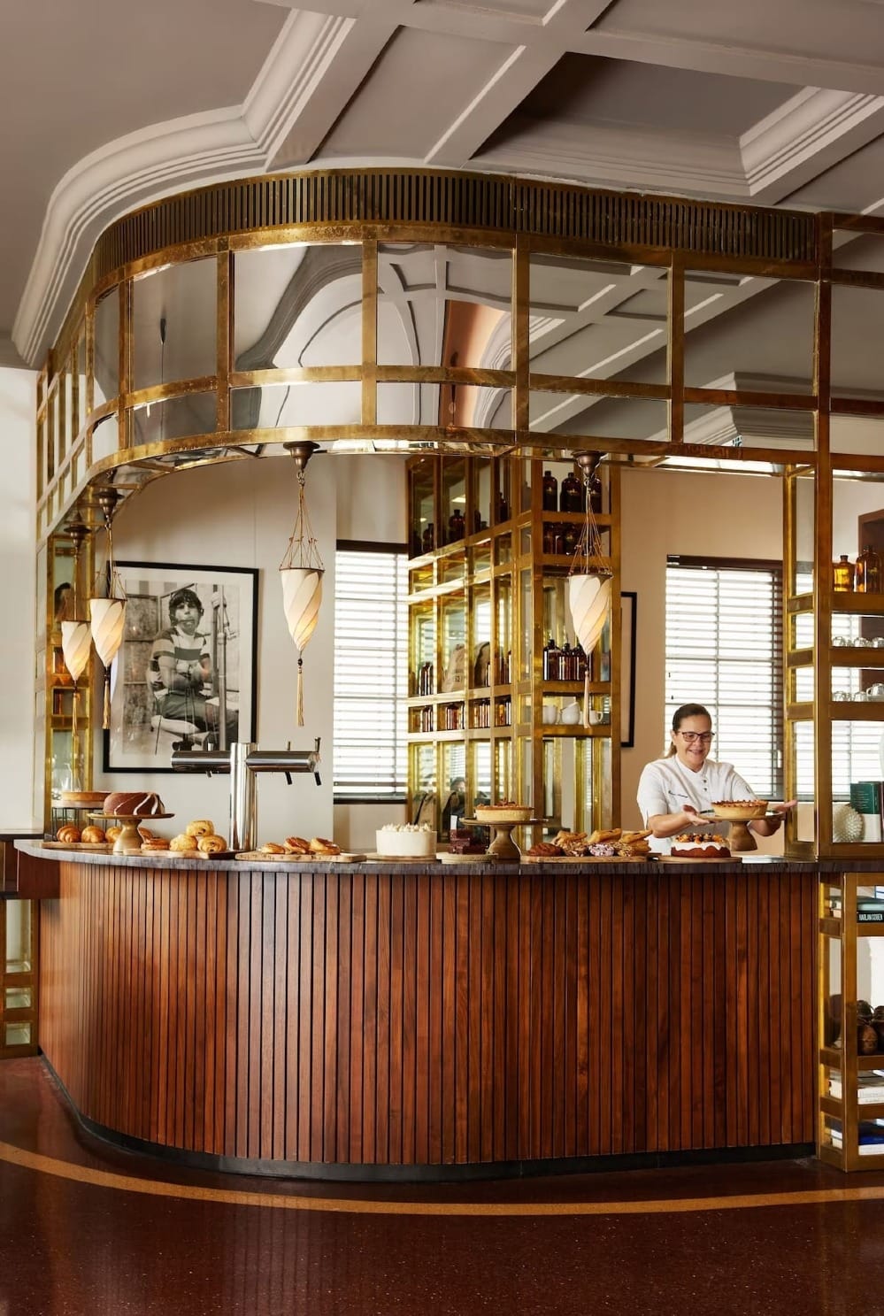 The Betsy Hotel lobby café and bakery in South Beach — calm, refined atmosphere ideal for first-time visitors avoiding party hotels