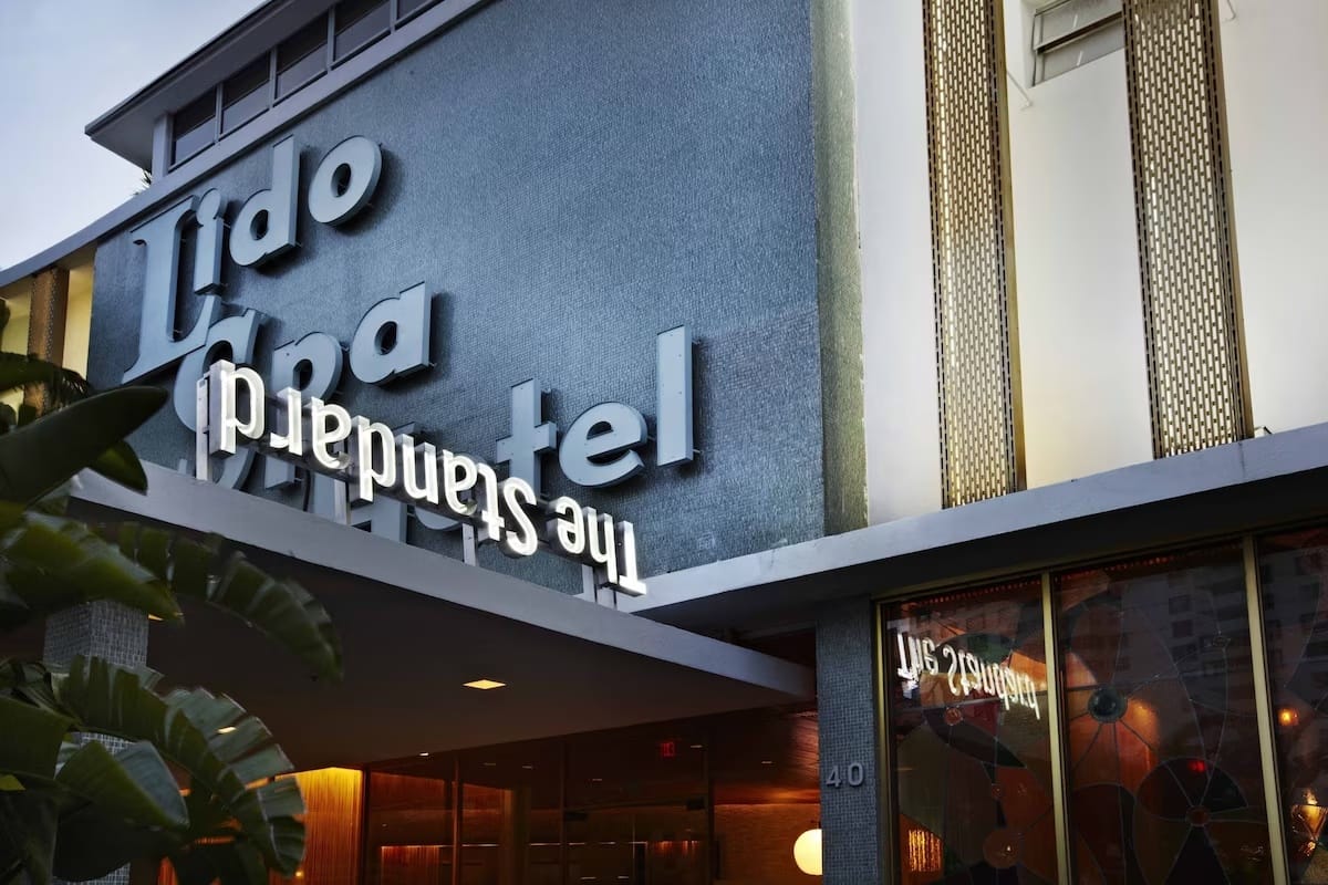 The Standard Miami hotel exterior signage at waterfront wellness resort for World Cup 2026 visitors
