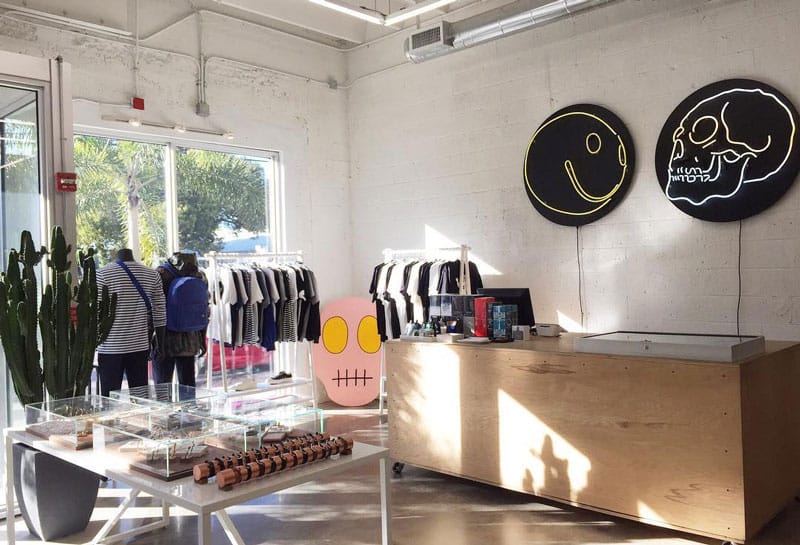 BASE streetwear boutique interior in Wynwood Miami featuring designer fashion apparel and retail displays
