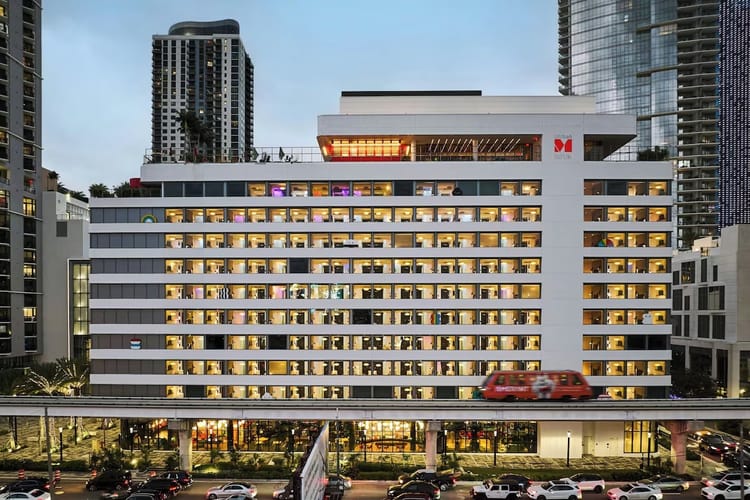 CitizenM Miami Worldcenter hotel in downtown Miami, the best hotel in Miami for digital nomads with fast Wi-Fi, coworking spaces, and a walkable location.